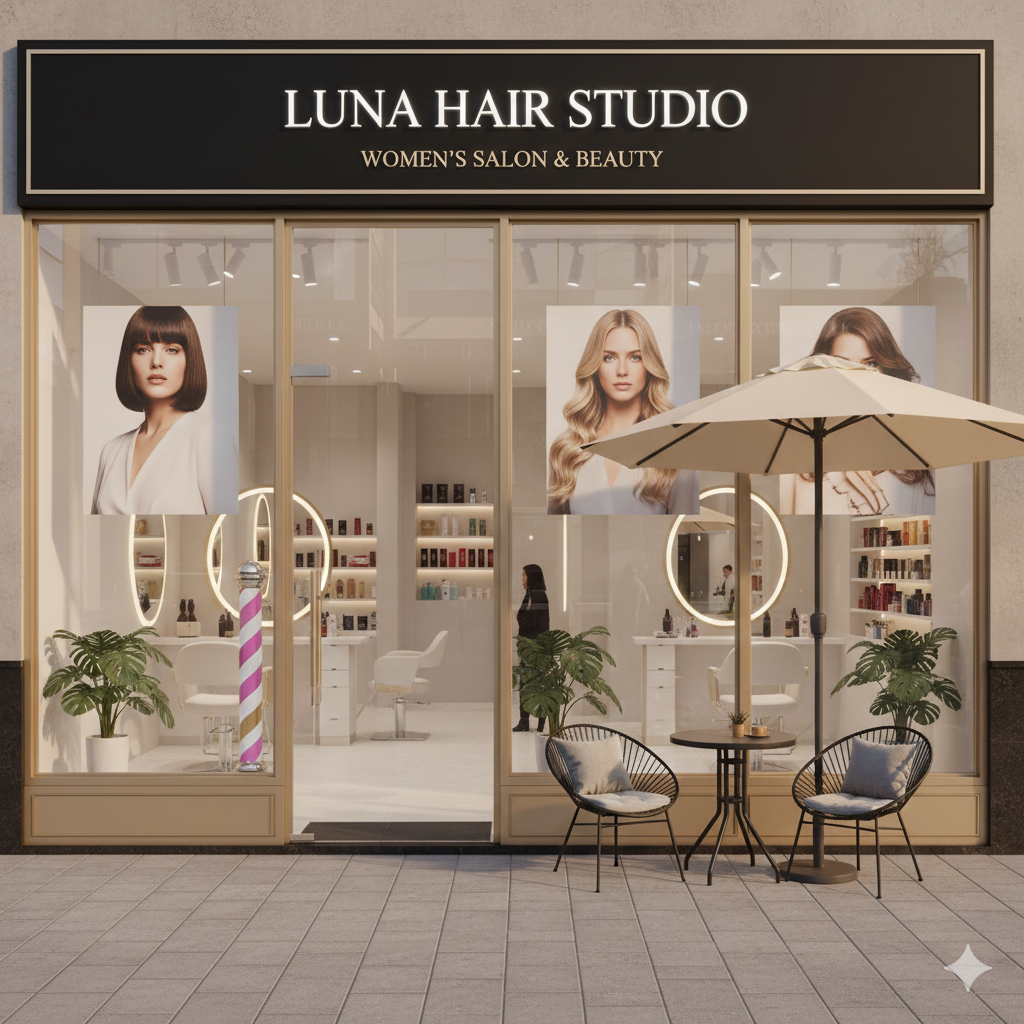 Cover image showing the storefront and interior of Luna Hair Studio